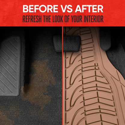 MotorTrend 4-Piece Grand Prix Tire Tread Front Floor Mats and Rear Floor Mats - Heavy Duty, All Weather, Trim to Fit