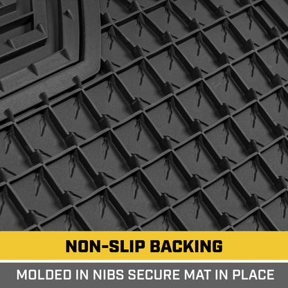 CAT 4-Piece Two-Tone Metallic-Look Front Floor Mats and Rear Floor Mats - Heavy Duty, All Weather, Trim to Fit