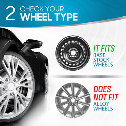 BDK 16 Inch Hubcaps Set of 4 – OEM Replacement Snap-On Wheel Rim Covers - Universal Fit Car Wheel Cover for Cars, Trucks, SUV, Vans Durable ABS