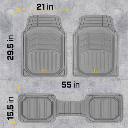 CAT 3-Piece Deep Dish Front Floor Mats and Rear Floor Mats - Heavy Duty, All Weather, Trim to Fit