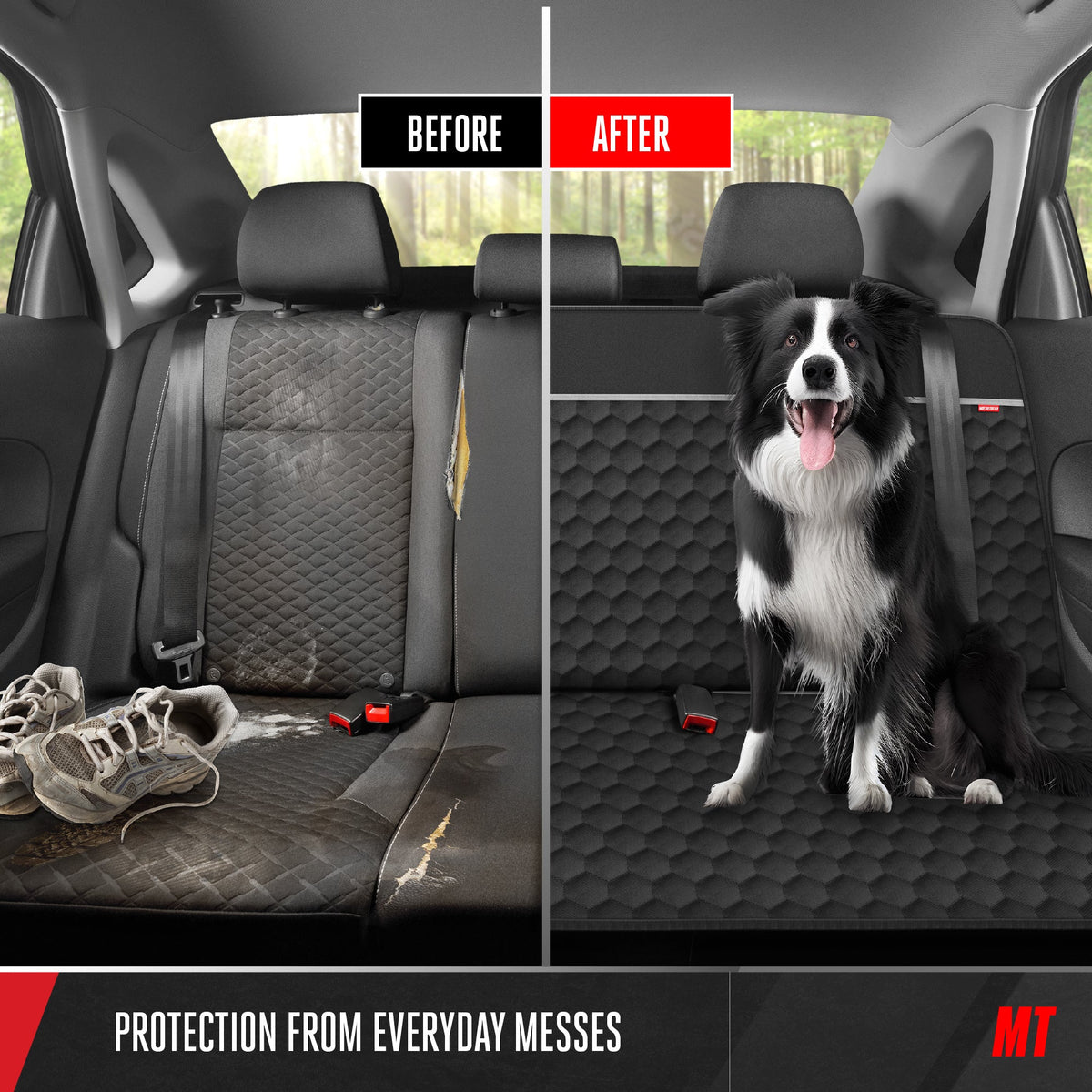 Motor Trend Dog Car Seat Cover for Back Seat - Waterproof Non-Slip Scratch-Resistant Back Seat Pet Cover for Dogs - Universal Fit Dog Accessories