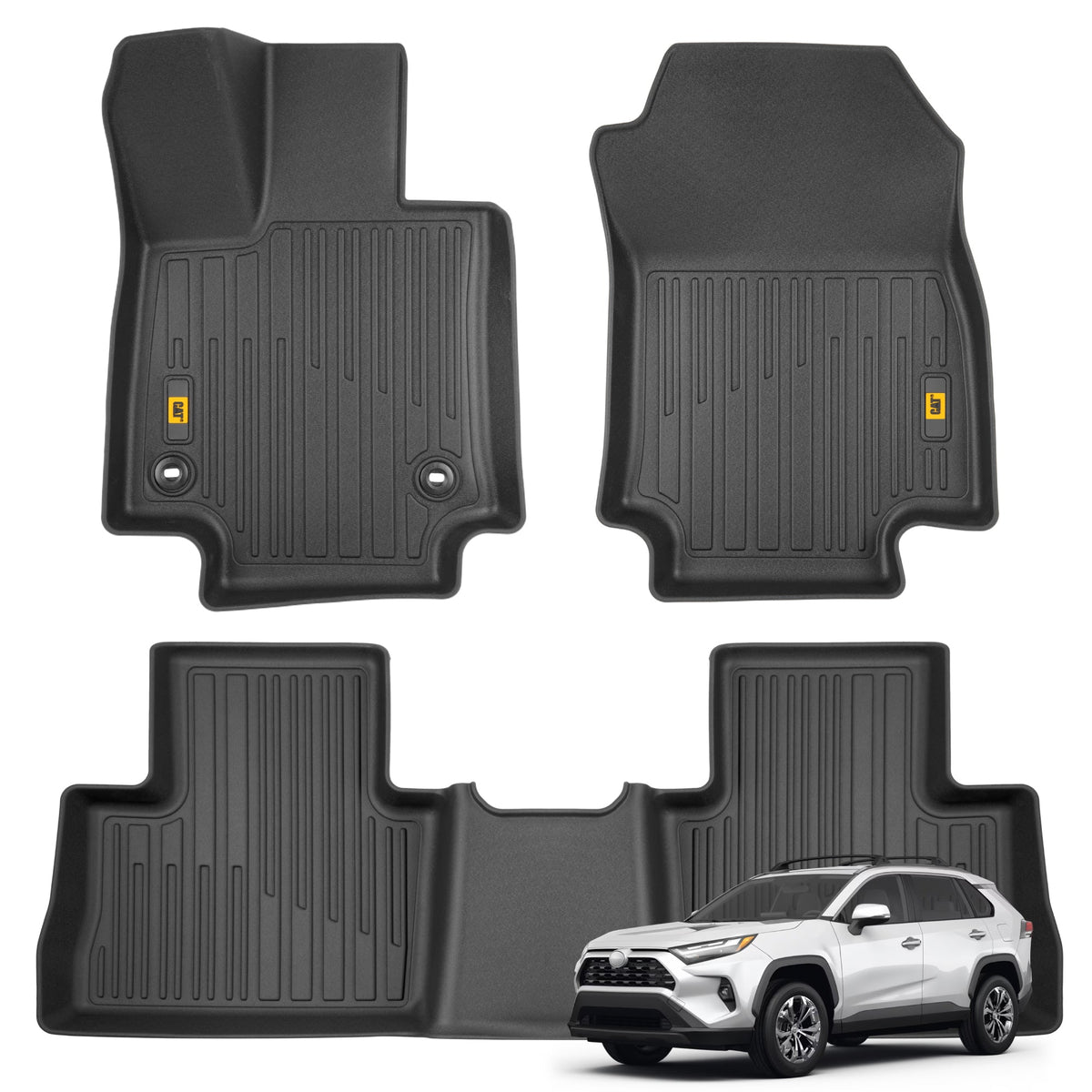 CAT® JustFit™ 3D Custom Fit Floor Mats for Toyota RAV4 2019 2020 2021 2022 2023 2024 - Heavy Duty Floor Liner Protection Laser Measured, Toyota