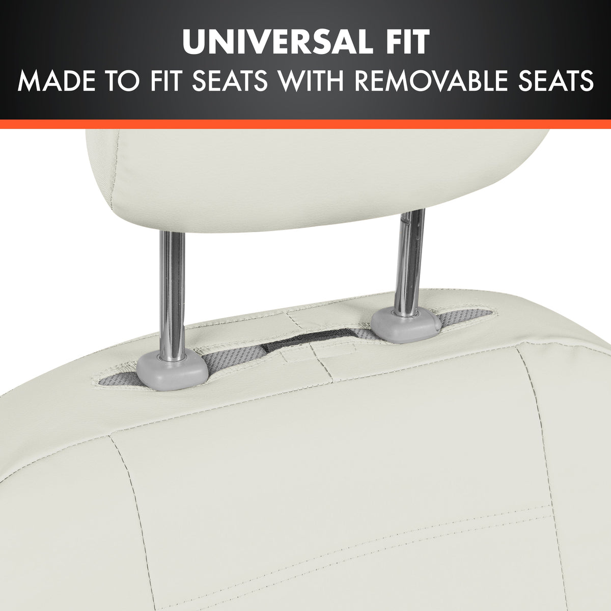 BDK 9-Piece White Leather Car Seat Cover Full Set, Front Seat Cover and Rear Bench Seat Cover, Universal Fit Car Seat Covers for Cars Trucks SUVs