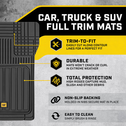 CAT 3-Piece ToughLiner Front Floor Mats and Rear Floor Mats - Heavy Duty, All Weather, Trim to Fit