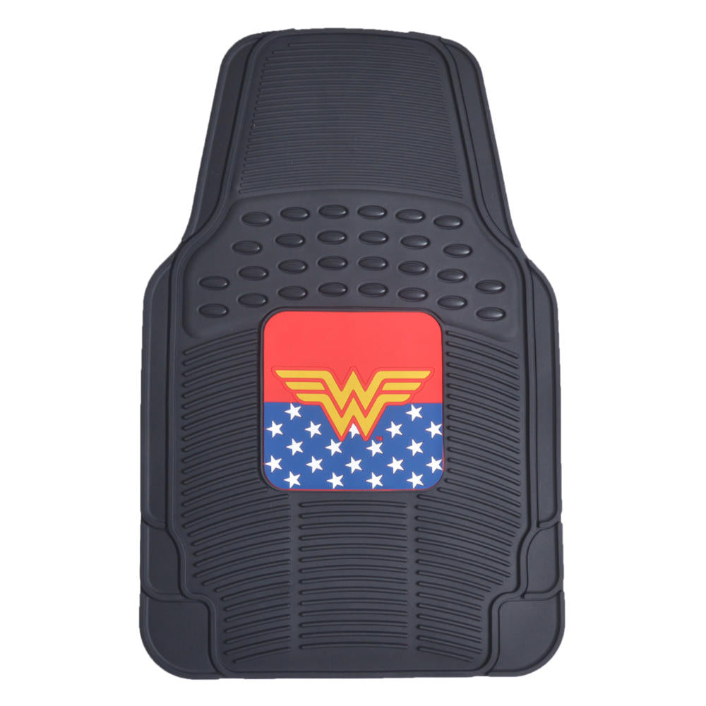 BDK Armored Super Hero Car Floor Mats - Officially Licensed DC Comics - All Weather Heavy Duty Auto Interior Liners for Car Truck Van SUV