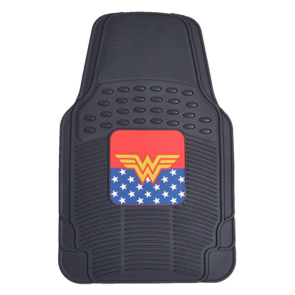 BDK Armored Super Hero Car Floor Mats - Officially Licensed DC Comics - All Weather Heavy Duty Auto Interior Liners for Car Truck Van SUV