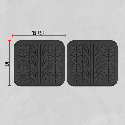 MotorTrend 2-Piece Grand Prix Tire Tread Rear Floor Mats - Heavy Duty, All Weather (15.25" x 14")