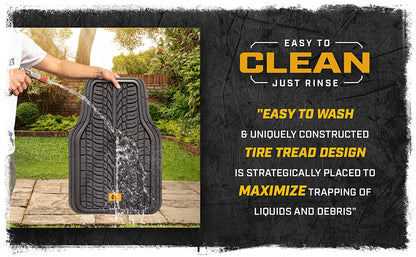 CAT ToughTread 4-Piece Front Floor Mats and Rear Floor Mats - Heavy Duty, All Weather, Trimmable