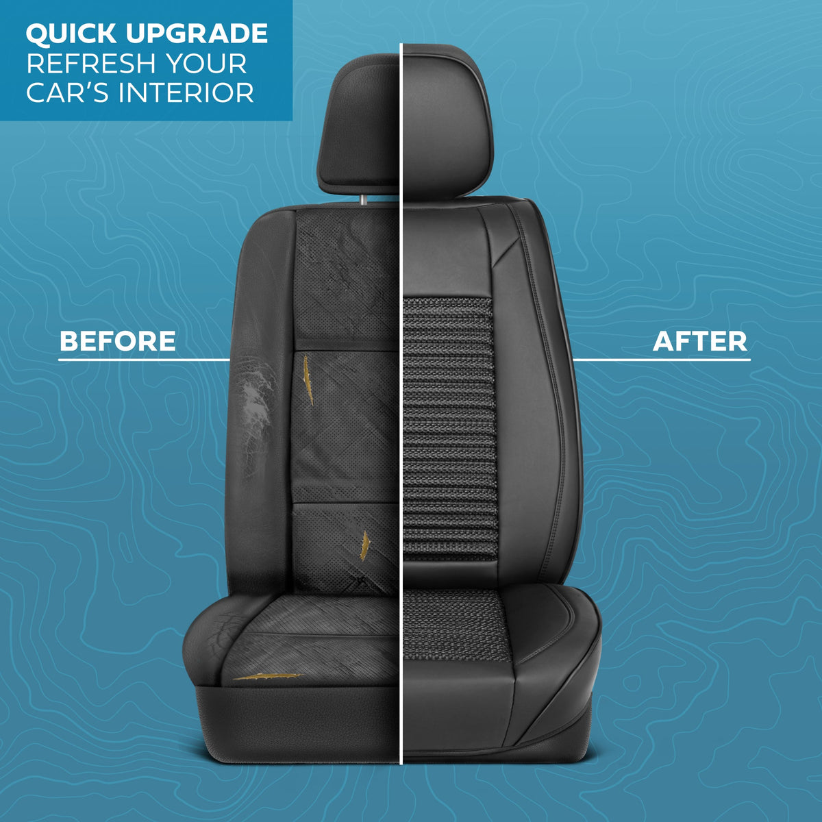 MotorBox Elite Edition Faux Leather & All Weather Wicker Seat Covers for Cars, Trucks, & SUV - 2 Black Car Seat Covers for Front Seats