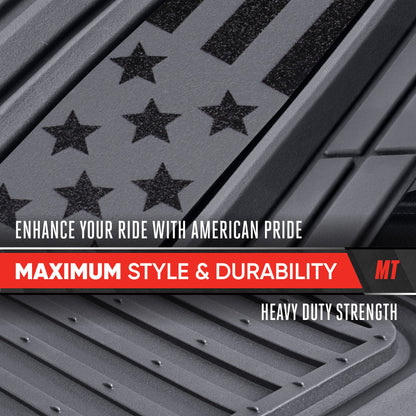 Motor Trend Flag Car Floor Mats Full Set - Durable Gray Rubber Floor Mats for Cars with Two Tone Accent, All Weather Interior