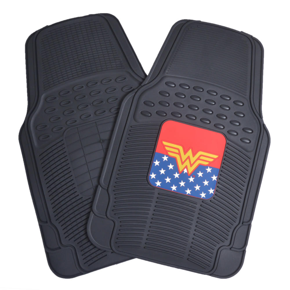 BDK Armored Super Hero Car Floor Mats - Officially Licensed DC Comics - All Weather Heavy Duty Auto Interior Liners for Car Truck Van SUV