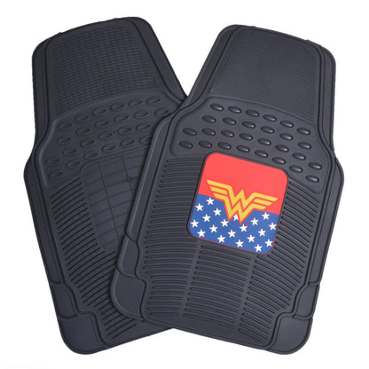 BDK Armored Super Hero Car Floor Mats - Officially Licensed DC Comics - All Weather Heavy Duty Auto Interior Liners for Car Truck Van SUV