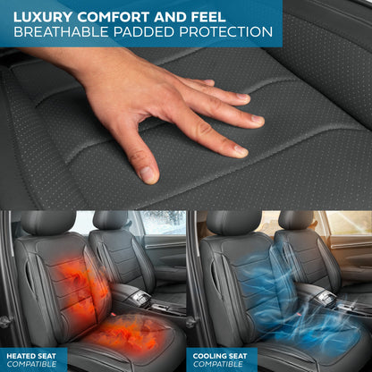 MotorBox Elite Edition Faux Leather Seat Covers for Cars, Trucks, & SUV - 2 Gray Car Seat Covers for Front Seats - Universal Fit Car Accessories