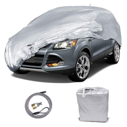 MotorTrend Single Layer Poly Vehicle Cover with Storage Bag and Cable Lock for Cars, SUVs, Trucks, Vans - Universal Fit, All Weather