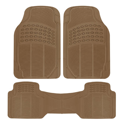 BDK 3-Piece ProLiner Front Floor Mats and Rear Floor Mats - Heavy Duty, All Weather, Trim to Fit - Beige