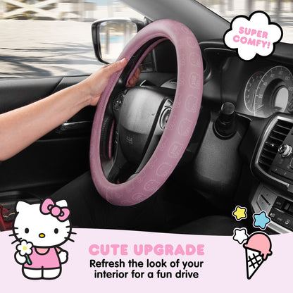 Carbella Sanrio Hello Kitty Pink Steering Wheel Cover (Fits 14.5" - 15")