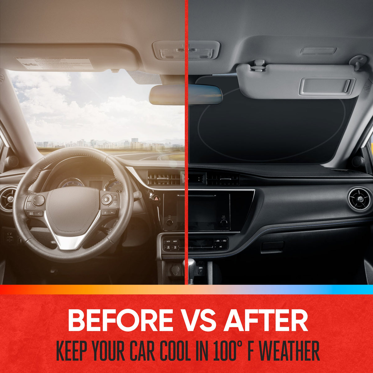 Motor Trend 1 Piece Pop-Up Auto Shade, Universal Car Windshield Sun Shade for Front Window, Collapsible Foldable Sunshade for Car Windshield