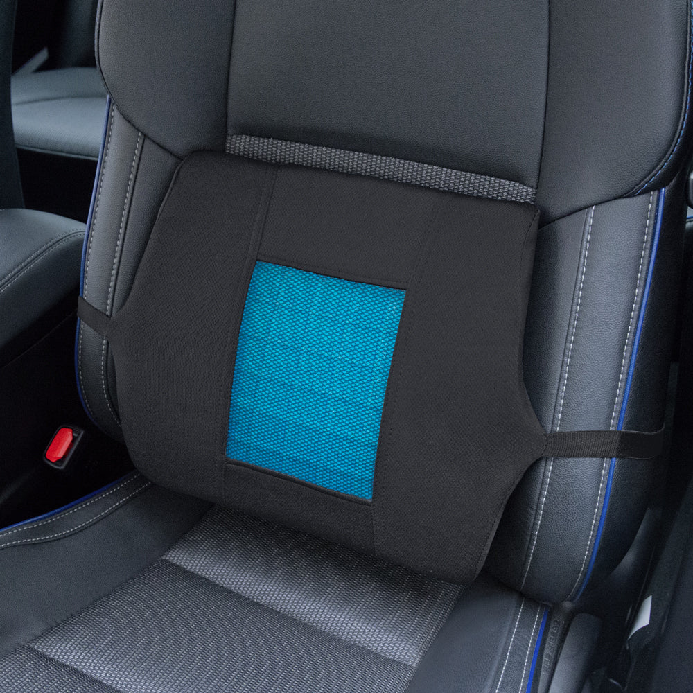 Motor Trend Cooling Car Lumbar Support Cushion - Made with Memory Foam for Maximum Coccyx Comfort & Back Tailbone Pain Relief, Ideal for Car and