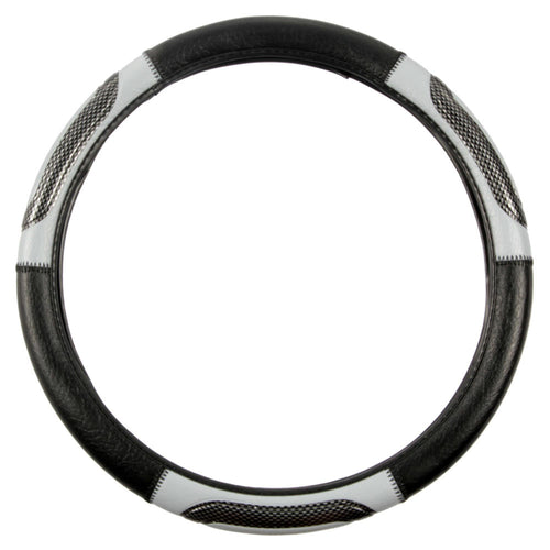 BDK Two-Tone Sport Carbon Grip Steering Wheel Cover (Fits 14.5" - 15.5")