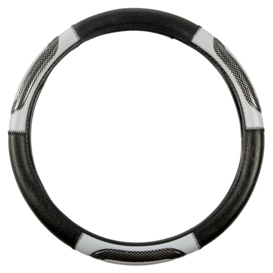 BDK Two-Tone Sport Carbon Grip Steering Wheel Cover (Fits 14.5" - 15.5")