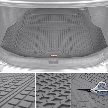 MotorTrend FlexTough Square Groove Trunk/Cargo Liner Mat - Heavy Duty, All Weather, Trim to Fit (54" x 37")
