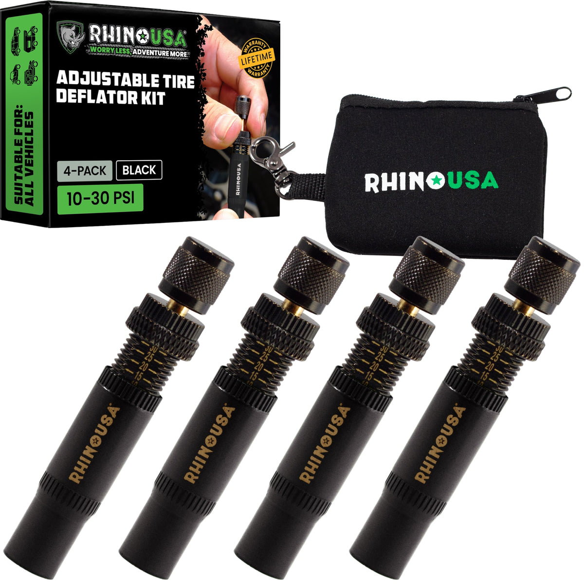 Rhino USA 10-30 PSI Adjustable Tire Deflator Kit