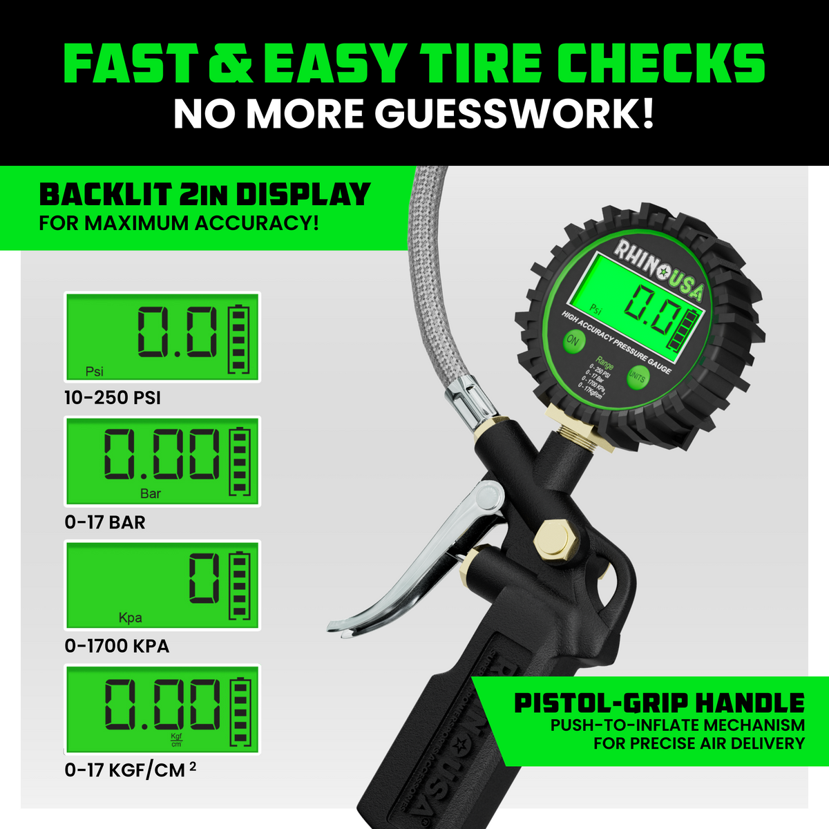 Rhino USA 250 PSI Digital Inflator Gauge