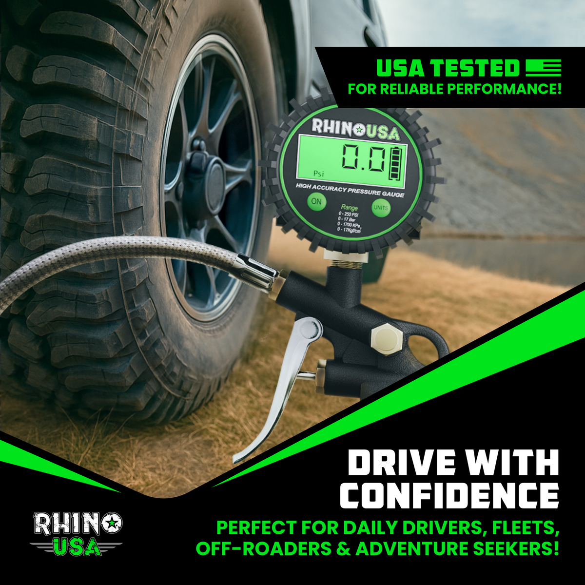 Rhino USA 250 PSI Digital Inflator Gauge