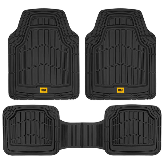 CAT 3-Piece ToughRide Rubber Front Floor Mats and Rear Floor Mats - Heavy Duty, All Weather, Trim to Fit