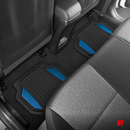Motor Trend ChromeTech Car Floor Mats Full Set - Durable Rubber Floor Mats for Cars with Two Tone Accent, All Weather Interior Protection for
