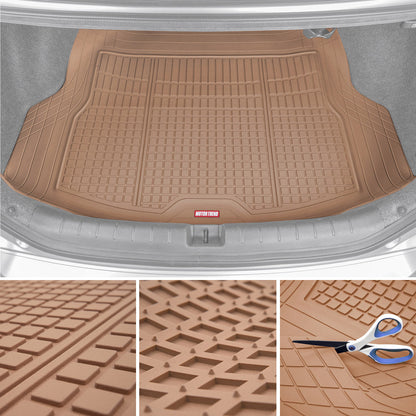 MotorTrend FlexTough Square Groove Trunk/Cargo Liner Mat - Heavy Duty, All Weather, Trim to Fit (54" x 37")