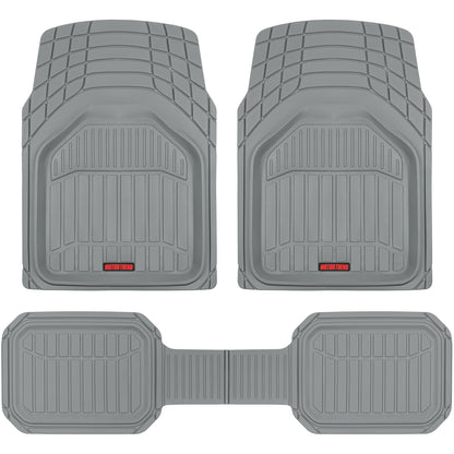MotorTrend 3-Piece FlexTough Defender Front Floor Mats and Rear Floor Mat - Heavy Duty, All Weather, Trim to Fit