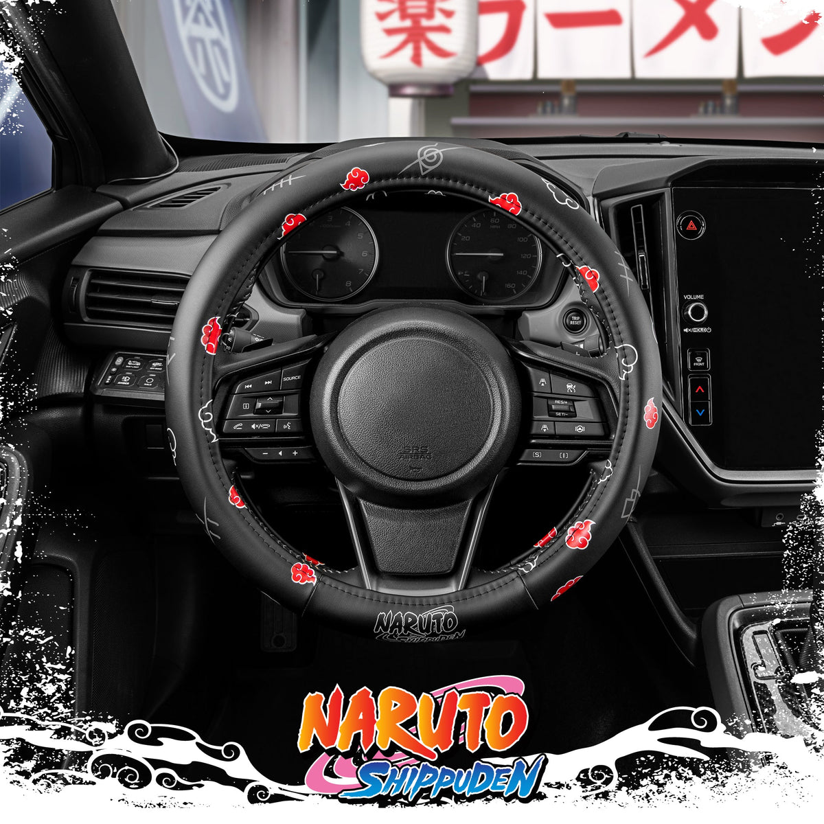 Naruto Shippuden Car Steering Wheel Cover, 15 Inch Anime Steering Wheel Cover, Cushioned Soft Comfortable Cover Anime Car Accessories for Men