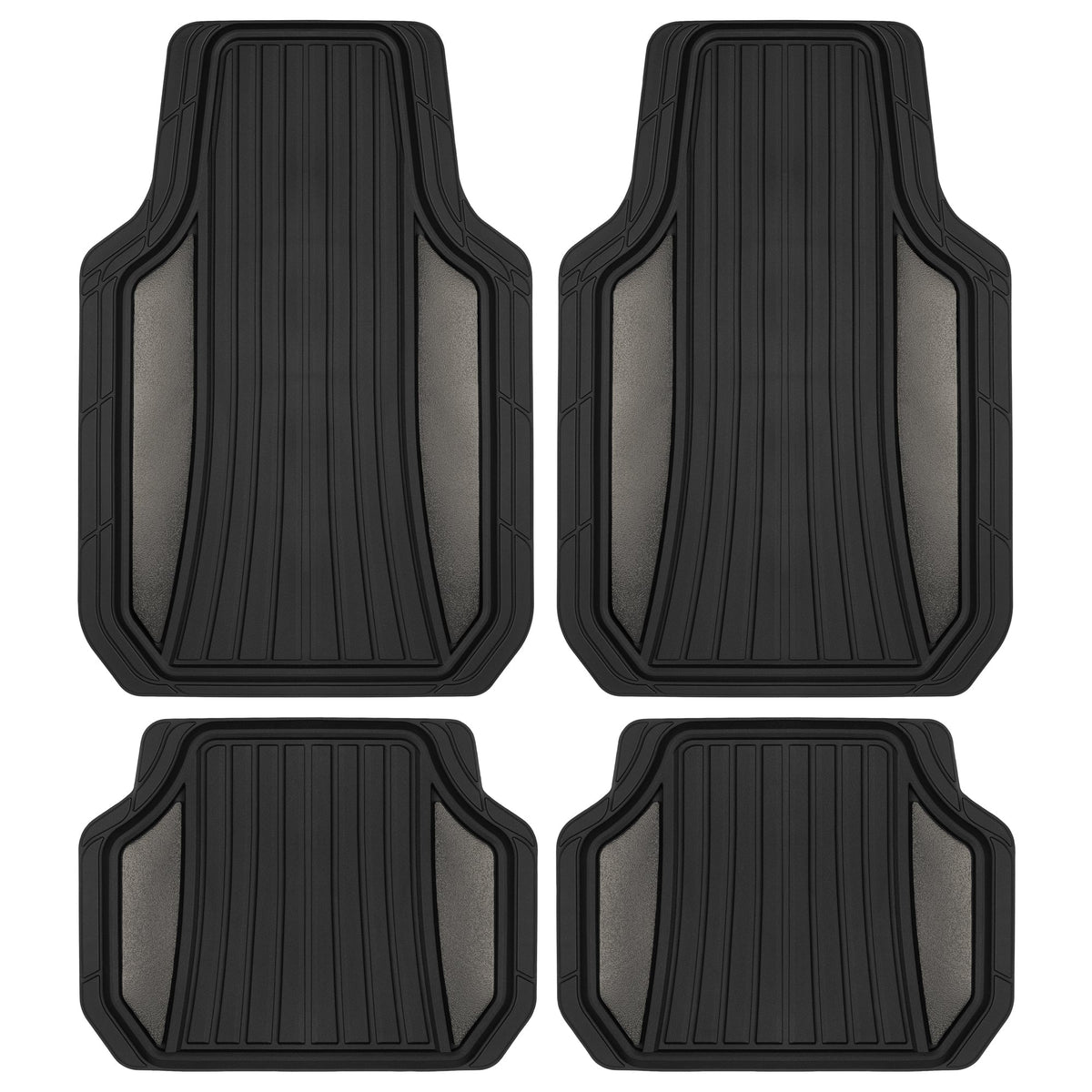 MotorTrend 4-Piece Shield Two-Tone Gloss Front Floor Mats and Rear Floor Mats - Heavy Duty, All Weather, Trim to Fit