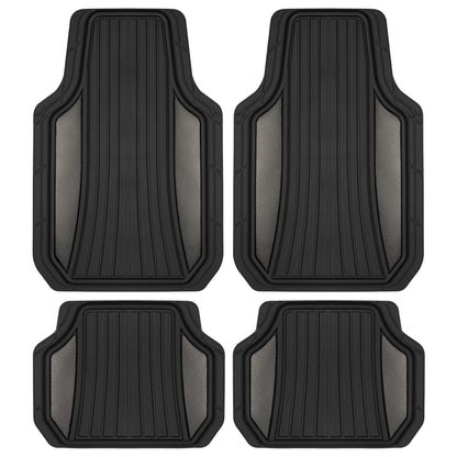 MotorTrend 4-Piece Shield Two-Tone Gloss Front Floor Mats and Rear Floor Mats - Heavy Duty, All Weather, Trim to Fit