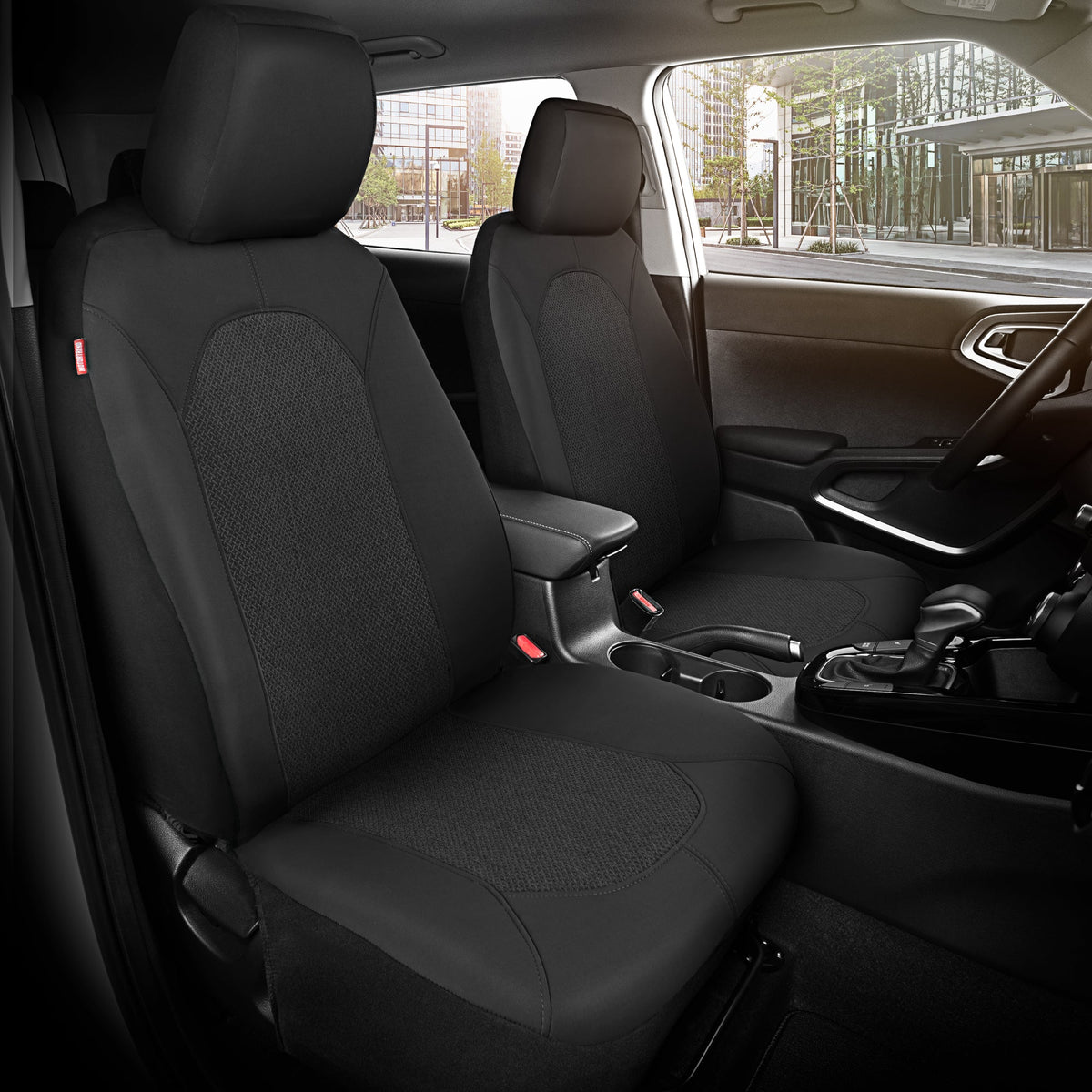Motor Trend Black Car Seat Covers Set - 2 Front Seats – Spill-Proof Neoprene CarSeat Cover Protector for Cars – Automotive Car Accessories