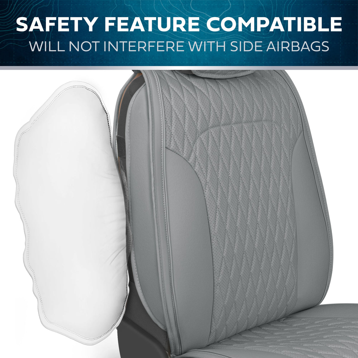 Car Seat Covers - DiamondLux Edition Premium Faux Leather Seat Protectors - Double Cross Stitched Cushioned Automotive Accessories for Trucks