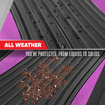 Motor Trend ChromeTech Car Floor Mats Full Set - Durable Rubber Floor Mats for Cars with Two Tone Accent, All Weather Interior Protection for