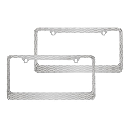 Chrome Plated Rust-Proof Die-Cast Stainless Metal License Plate Frame/Holder Universal Size - Blank Metal Design (Pack of 2)