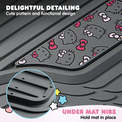 Hello Kitty Car Mats 4pc Floor Mats for Cars Trucks SUVs Kawaii Car Floor Mats for Women Men Accessories Rubber Heavy Duty Cute Non-Slip Always