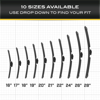 CAT C2.0 Heavy Duty Beam Windshield Wiper Blades for Cars, Trucks, SUVs, and Vans - All Seasons, Streak-Free, Silent