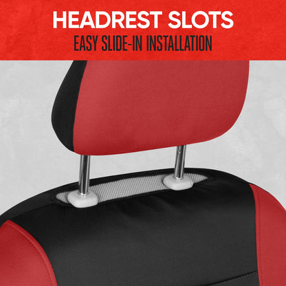 Motor Trend Red Cloth Car Seat Covers for Front Seats - Premium Automotive Bucket Seat Covers, Made for Vehicles with Removable Headrests