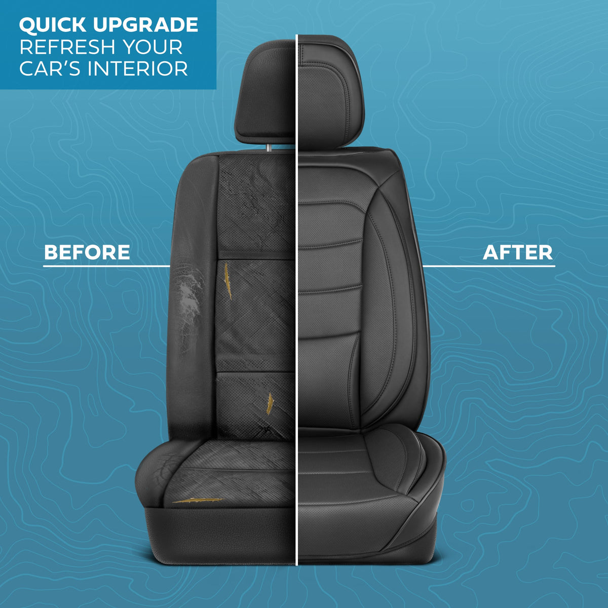 MotorBox Elite Edition Faux Leather Seat Covers for Cars, Trucks, & SUV - 2 Black Car Seat Covers for Front Seats - Universal Fit Car Accessories