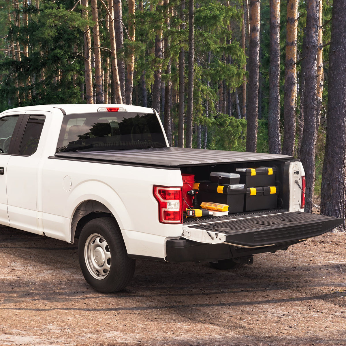 MotorBox USA Black American Flag Soft Roll-Up Retractable Tonneau Cover for Chevrolet Silverado 1500 (2019 - 2024), GMC Sierra 1500 (2019 - 2024)