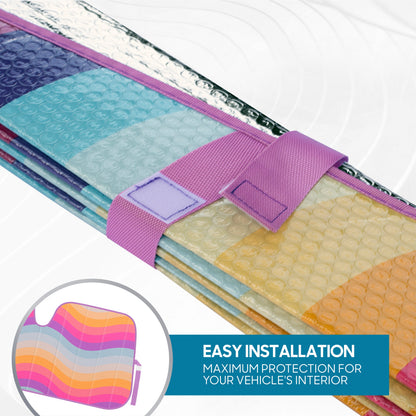 BDK Retro Wave Automotive Windshield Sunshades Accordion Folding Style - Windshield Sun Shade Auto Shade for Cars Trucks SUVs Vans Sun Visor