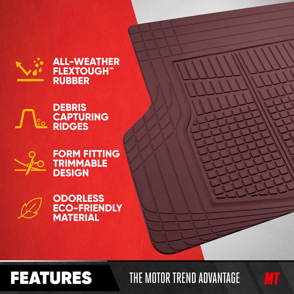 Motor Trend FlexTough Rear Cargo Mat - Heavy-Duty Trimmable Car Trunk Mat for Back of SUV, Universal Rear Cargo Liner for SUV, Flexible Trunk