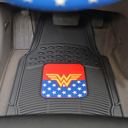 BDK Armored Super Hero Car Floor Mats - Officially Licensed DC Comics - All Weather Heavy Duty Auto Interior Liners for Car Truck Van SUV