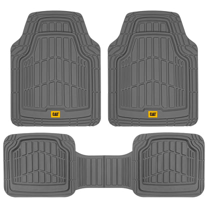 CAT 3-Piece ToughRide Rubber Front Floor Mats and Rear Floor Mats - Heavy Duty, All Weather, Trim to Fit