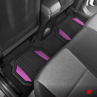 Motor Trend ChromeTech Car Floor Mats Full Set - Durable Rubber Floor Mats for Cars with Two Tone Accent, All Weather Interior Protection for
