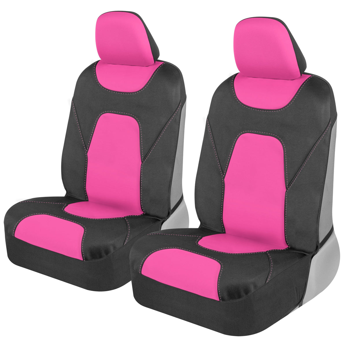 MotorTrend 2-Pack AquaShield Water-Proof Two-Tone Neoprene Front Seat Covers - Black/Pink